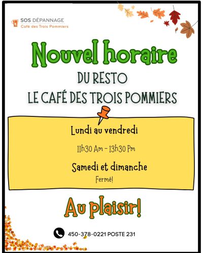 Affiche - Nouvel horaire